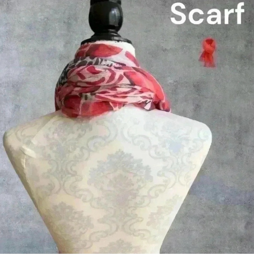 Stylish Pink Patterned Scarf - Picture 8 of 9